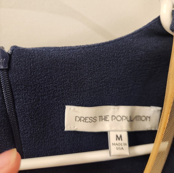 Dress the Population V-Neck Long Sleeve Midi Dress Blue Size M NWT #M617 - Picture 2 of 5